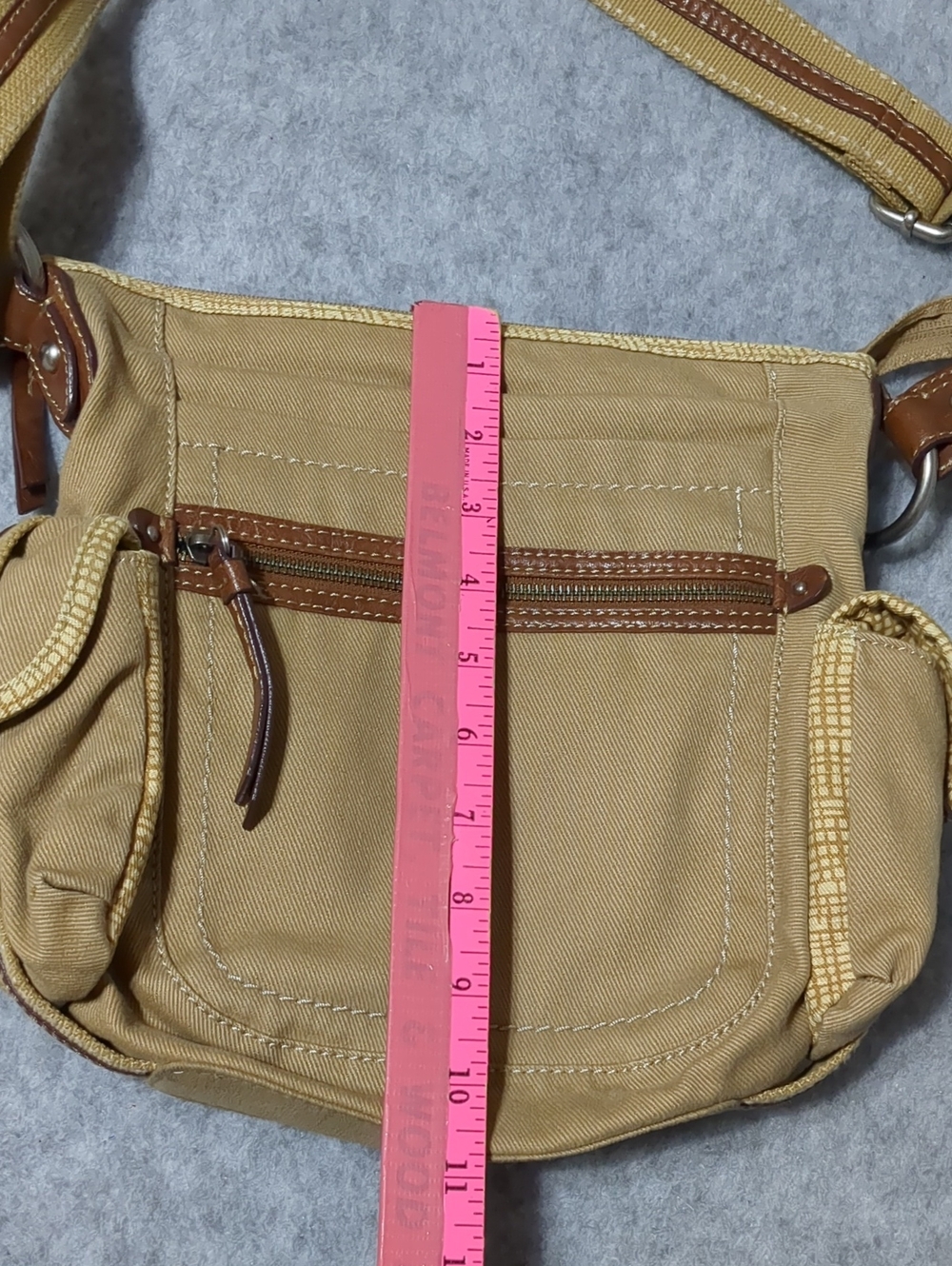 Fossil Canvas Khaki/Brown Crossbody Shoulder Bag - Picture 9 of 12